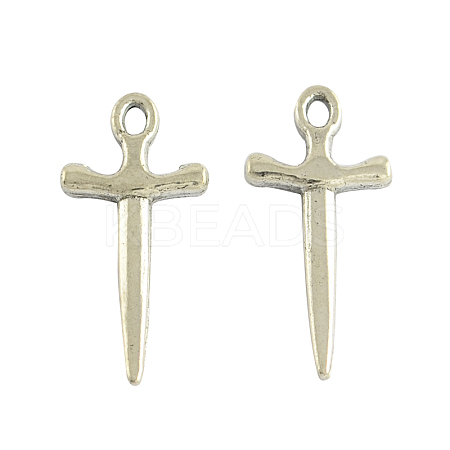 Tibetan Style Alloy Sword Pendants X-TIBEP-929-AS-LF-1