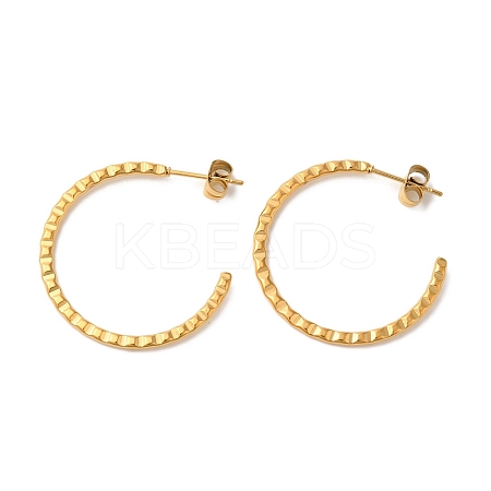 Ion Plating(IP) 304 Stainless Steel C-Shaped Stud Earrings for Women EJEW-Z066-06G-1
