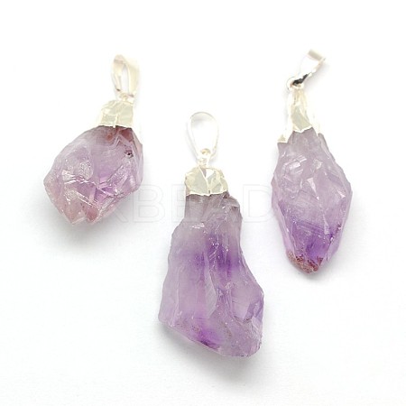 Natural Raw Rough Gemstone Amethyst Pendants G-M040-M04-1