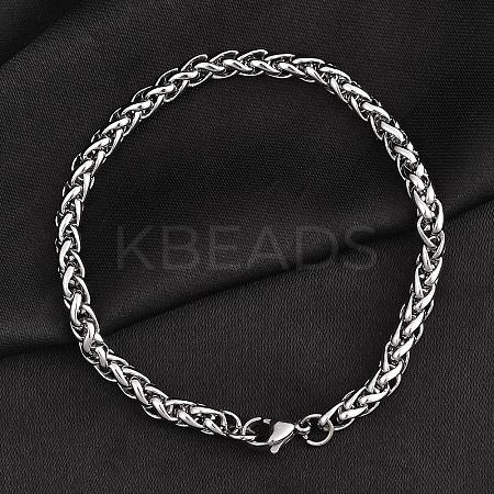 Tarnish Resistant 304 Stainless Steel Wheat Chains Bracelets BJEW-O091-04P-1