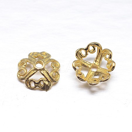 Real 18K Gold Plated 4-Petal 925 Sterling Silver Bead Caps STER-M100-15-1