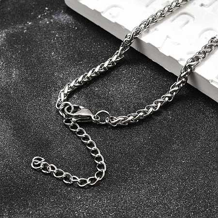 Non-Tarnish 316 Surgical Stainless Steel Wheat Chain Necklaces NJEW-M176-18-B-1
