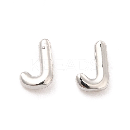 Brass Hollow Out Initial Letter Stud Earrings for Women EJEW-A044-01P-J-1