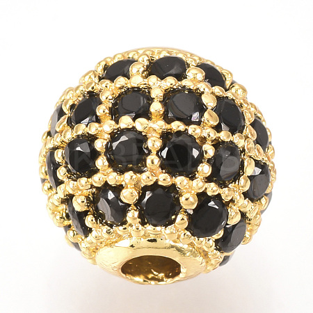 Brass Micro Pave Cubic Zirconia Beads ZIRC-Q013-8mm-143G-1