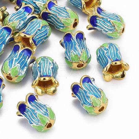 5-Petal Rack Plating Brass Enamel Bead Cap LS-X-KK-P024-13-RS-1