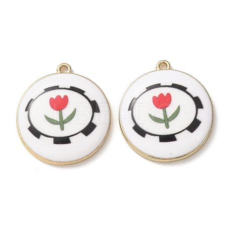 Plating Eco-Friendly Printed Alloy Pendants AL-CBAE25B-01F-G-1