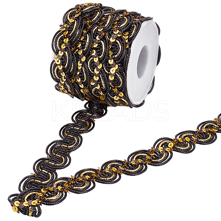 15 Yards Sparkle Polyester Lace Ribbon OCOR-WH0003-033B-1