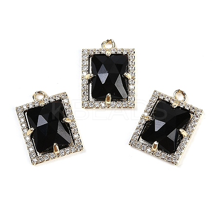 Natural Obsidian Faceted Rectangle Pendants G-I375-05G-05-1