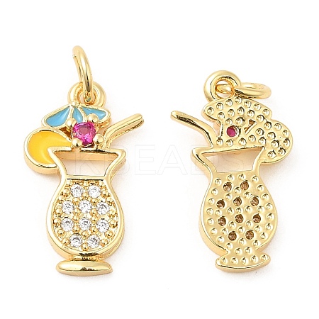 Brass with Cubic Zirconia Enamel Pendants X-KK-K343-06G-1