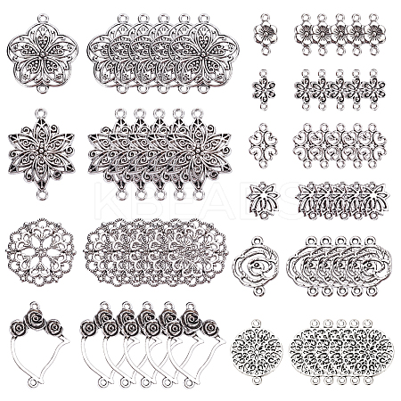 60Pcs 10 Style Alloy Links Connectors PALLOY-SC0003-87-1