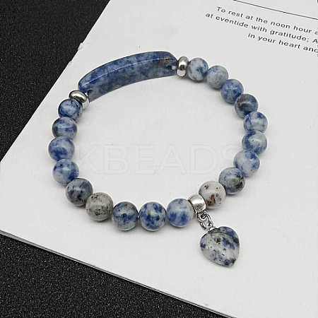 Natural Sodalite Charm Stretch Bracelets for Women Men JX9196-6-1