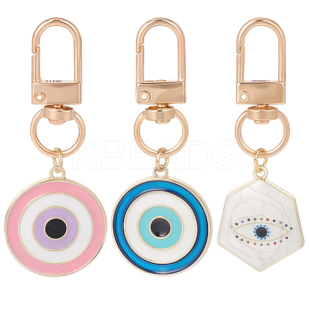 3Pcs Evil Eye Alloy Enamel Pendant Decoration HJEW-CP00035-1