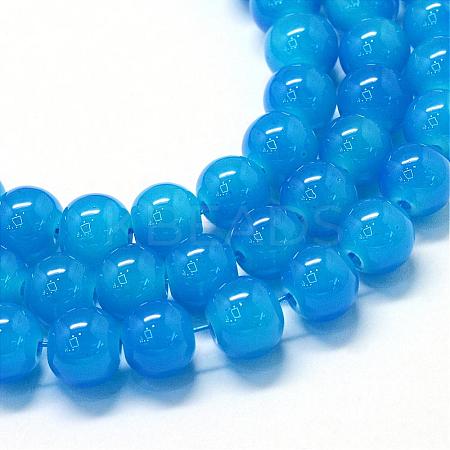 Baking Painted Imitation Jade Glass Round Bead Strands DGLA-Q021-6mm-13-1