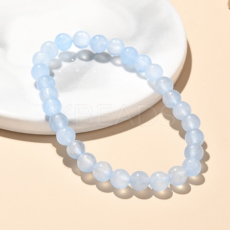 Natural & Dyed White Jade Bead Stretch Bracelets BJEW-K212-A-018-1