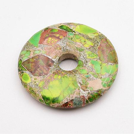 Synthetic Silver Line and Regalite/Imperial Jasper/Sea Sediment Jasper Big Pendants G-P299-I01-1