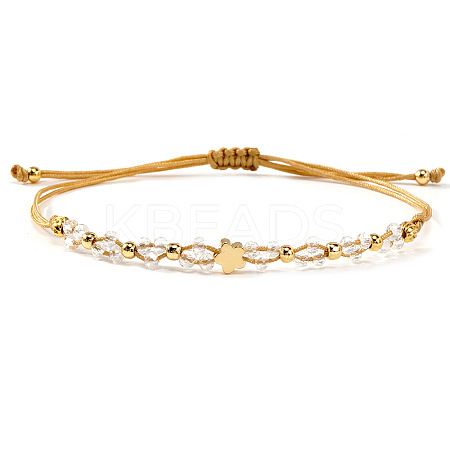 Brass & Glass Beads Braided Bead Bracelets for Women IU7406-3-1