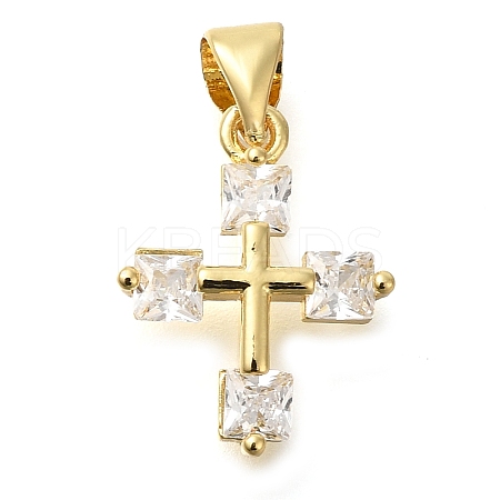 Brass Pave Clear Cubic Zirconia Pendants KK-M101-05G-08-1