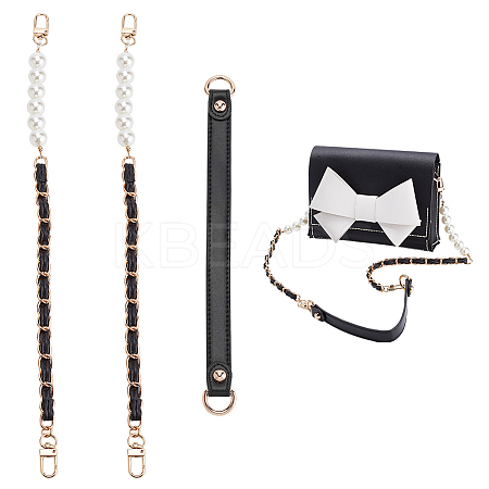 3Pcs 2 Style PU Leather Shoulder Strap & ABS Plastic Imitation Pearl Bag Chain Straps FIND-WR0009-24-1
