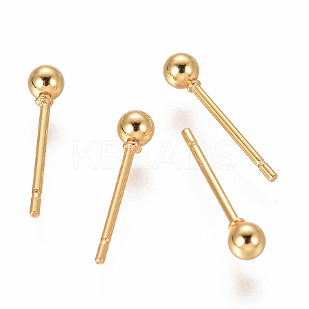 304 Stainless Steel Ball Stud Earrings LS-EJEW-F237-01A-G-1