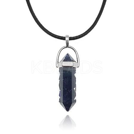 Synthetic Blue Goldstone Pendant Necklaces IC1467-4-1