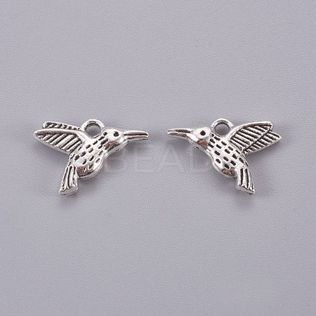 Tibetan Style Alloy Hummingbird Charms Pendants TIBEP-1096-AS-LF-1
