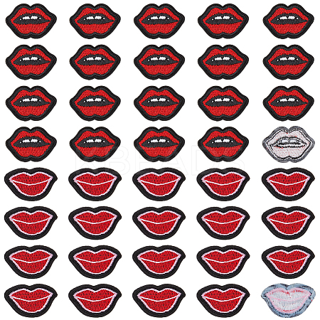 40Pcs 2 Styles Lip Polyester Computerized Embroidery Cloth Iron on/Sew on Patches DIY-GF0012-58-1