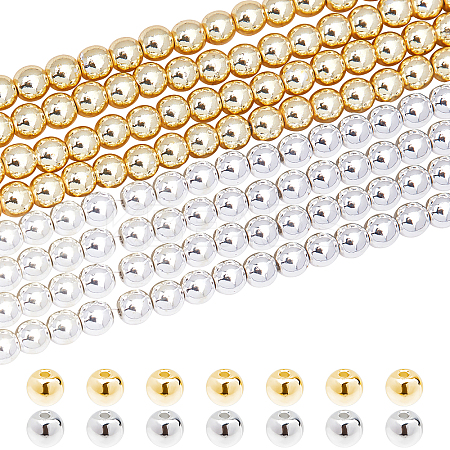 4 Strands 2 Colors Electroplate Non-magnetic Synthetic Hematite Beads Strands G-NB0002-67-1