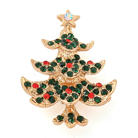 Christmas Tree Theme Zinc Alloy with Rhinestone Brooches JEWB-B018-02G-03-1