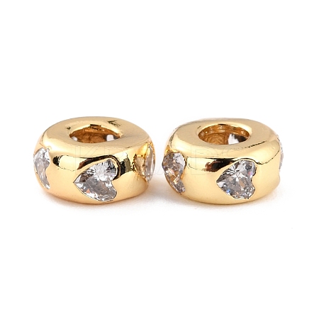 Brass Micro Pave Clear Cubic Zirconia Beads ZIRC-P091-01A-G-RS-1