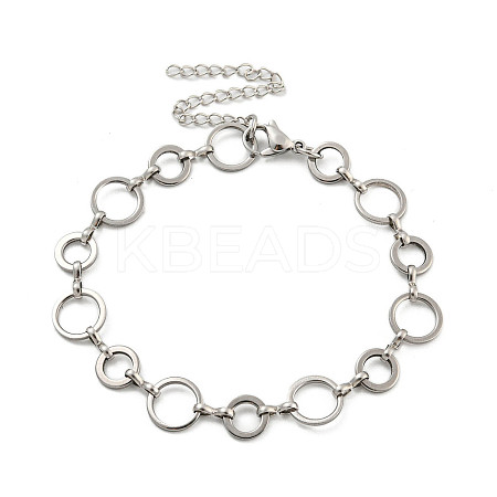 Non-Tarnish 304 Stainless Steel Ring Link Chains Bracelets for Men & Women LS-BJEW-D042-13P-1