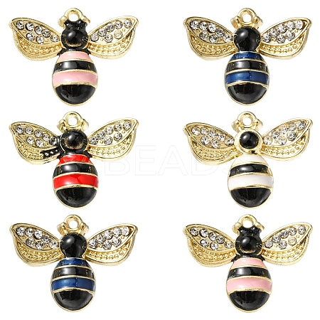 6Pcs Rack Plating Alloy Enamel Pendants ENAM-YW0002-63-1