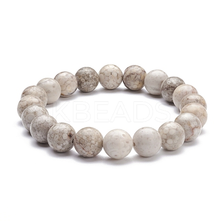 10mm Round Natural Maifanite/Maifan Stone Beads Stretch Bracelet BJEW-JB07088-01-1