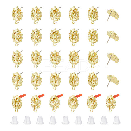 30Pcs Rack Plating Golden Alloy Stud Earring Findings EJEW-UN0002-37-1