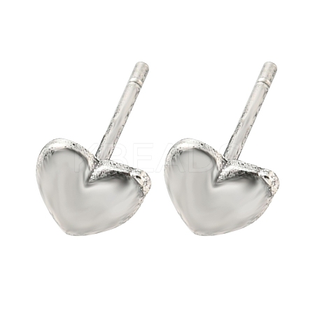 Rack Plated Heart Brass Stud Earrings for Women EJEW-Z048-08P-1