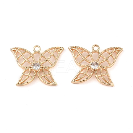 Brass Micro Pave Clear Cubic Zirconia Pendants KK-Q816-17G-1