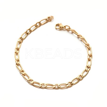 304 Stailess Steel Figaro Chain Bracelets BJEW-N280-03-1