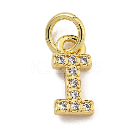 Initial Letter Brass with Cubic Zirconia Charms KK-Q814-26I-G-1