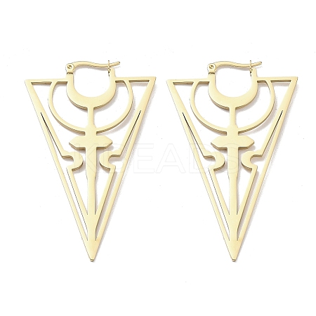 304 Stainless Steel Hollow Triangle with Cross Hoop Earrings for Women EJEW-R156-09G-1