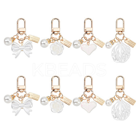 8Pcs 4 Styles ABS Imitation Pendant Decorations HJEW-NB0002-15-1