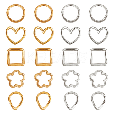 20Pcs 10 Style 304 Stainless Steel Linking Rings STAS-UN0045-29-1