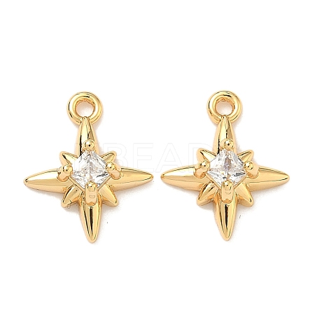 Brass Micro Pave Cubic Zirconia Star Charms KK-A281-13D-G-1