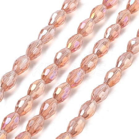 Transparent Electroplate Glass Beads Strands EGLA-A037-T6x8mm-B06-1