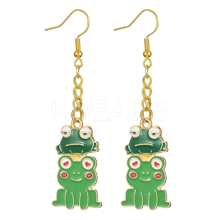 Alloy Enamel Frog Dangle Earrings with Iron Earring Pins for Women EJEW-JE05421-04-1