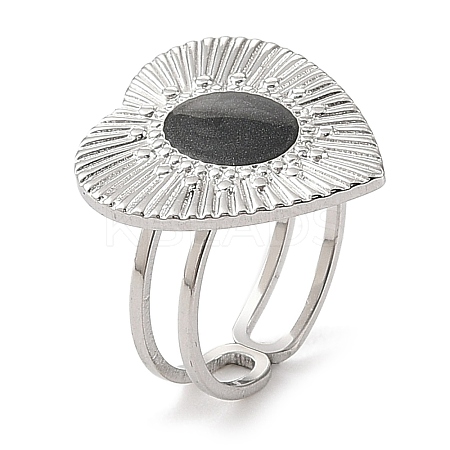 304 Stainless Steel Enamel Open Cuff Rings for Women RJEW-F166-52P-02-1