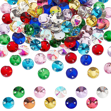 120Pcs 10 Colors Cone Shape Sew on Rhinestones GLAA-GA0001-57B-1