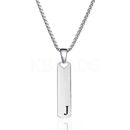 304 Stainless Steel Rectangle with Letter Pendant Box Chain Necklaces FS-WGD7C78-10-1