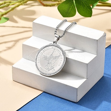 201 Stainless Steel Rhinestone Pendant Necklaces for Women LS-NJEW-U021-02P-1