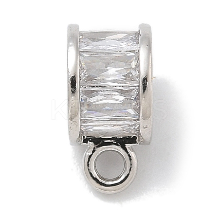 Rack Plating Brass Micro Pave Clear Cubic Zirconia Tube Bails KK-L224-025P-1
