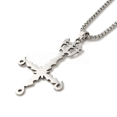 Non-Tarnish Cross Pendant Necklaces LS-NJEW-C044-04P-1