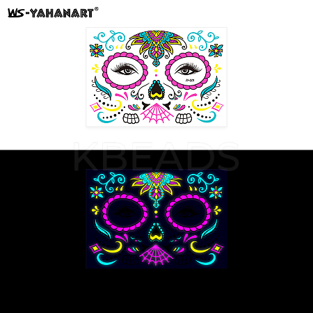 Mask with Flower Pattern Luminous Body Art Tattoos LUMI-PW0001-135A-1